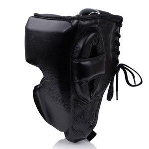 Casque de boxe Econex Sports, demi-masque en cuir noir et marron, équipement de protection, fermeture à boucle, 7 aérations pour adultes - Product Image 2