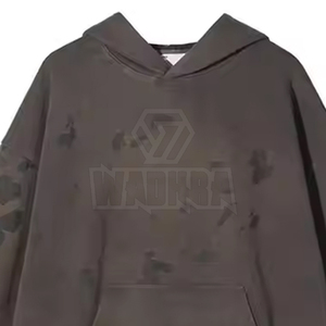 เสื้อฮู้ดดี้แฟชั่นทันสมัยสำหรับผู้ชาย สไตล์ลำลอง แต่งดีเทลขาดๆ  รับสกรีนโลโก้ ผ้าคอตตอนผสม สีพื้น ดีไซน์ใหม่ - Product Image 4