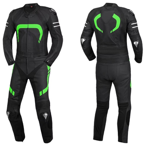 Combinaison de course moto homme noire et verte, manches longues, en cuir respirant, toutes saisons, style adulte, vêtements de moto - Product Image 4
