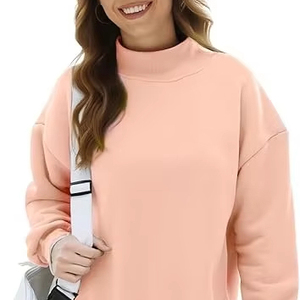 เสื้อสเวตเชิ้ตคอเต่าทรงโอเวอร์ไซส์สำหรับผู้หญิง สไตล์มินิมอล เรียบง่าย ใส่สบาย - Product Image 1