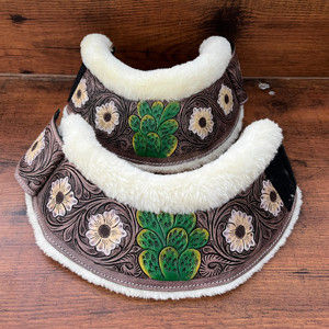 Botas y abrigos ingleses de caballo con diseño de girasol de cuero de vaca hecho a mano occidental, accesorios de caballo suave de cuero genuino - Product Image 5