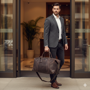 กระเป๋าเดินทางหนังแท้ปักโลโก้ได้ สายสะพายปรับได้ ซิปกันน้ำ ความจุขนาดใหญ่ สำหรับเดินทางท่องเที่ยวช่วงสุดสัปดาห์หรือค้างคืน เหมาะสำหรับทุกเพศ - Product Image 1