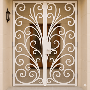 Portail de jardin en fer forgé KHP, design contemporain, porte battante manuelle, utilisation extérieure, surface finie, portail d'entrée en métal, garantie 1 an - Product Image 4