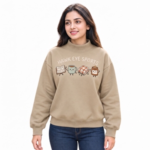 Custom Embroidered Streetwear Soft Cotton Mockneck <b>Crewneck</b> Pullover <b>Sweater</b> Jumper Fleece Oversized Women Mock Neck Sweatshirt - Product Image 1