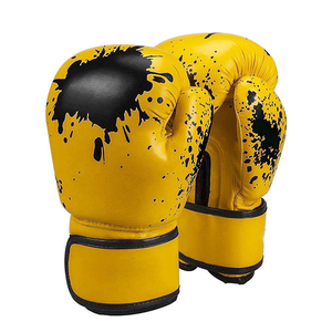 Gants de boxe bleus en PU avec imprimé noir effet gouttelettes et fermeture Velcro pour adultes – Équipement d'arts martiaux - Product Image 6