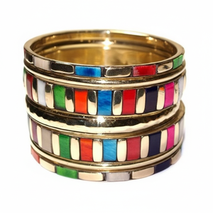 ชุดกำไลข้อมือสไตล์วินเทจประดับทองเหลืองและเรซิ่น – เครื่องประดับชาติพันธุ์อินเดียทำมือ ปราศจากนิกเกิล แฟชั่นที่ยั่งยืน - Product Image 1