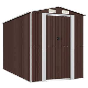 Dark Brown 75.6"x140.6"x87.8" Galvanized Steel <b>Garden</b> <b>Shed</b> for <b>Storage</b> - Product Image 2