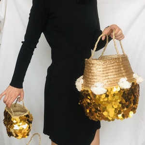 Handmade <b>Straw</b> Seagrass Belly <b>Basket</b> From Vietnam - Product Image 3