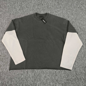 Camiseta de Manga Larga para Hombre, Estilo Oversize, Estampado Personalizado, Estilo Urbano, Cuello Redondo, Vintage, Lavada, Unisex - Product Image 3