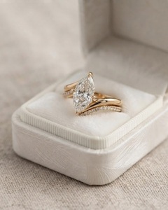 Anillo de Compromiso con Diamante Cultivado en Laboratorio, Corte Marquesa, Certificado IGI, 1.50CT, Oro Sólido de 14K, VVS-VS, E-F, Banda de Boda Curva con Diamantes - Product Image 4