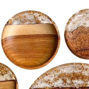 Sous-verres modernes personnalisés en bois naturel et résine, faits à la main, épaisseur réglable, résistants à la chaleur, réutilisables, pour la décoration de table à la maison, style impérial - Product Image 2