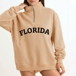 Sudadera con capucha de forro polar Teddy para mujer, personalizada, con media cremallera, cuello simulado y bordado frontal con lentejuelas, ideal para invierno, a precio de fábrica. - Product Image 4