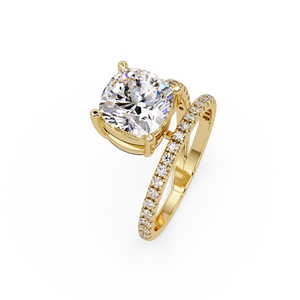 Fine Jewelry Cushion Solitaire Lab Grown Diamond 14k Pure Gold Engagement <b>Rings</b> 1CT 2CT 3CT IGI Certified <b>Open</b> wrap Bridal <b>Rings</b> - Product Image 2