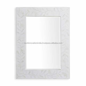 Miroir à cadre en bois design art déco de luxe, incrustation d'os, miroirs muraux élégants pour le mur du salon. - Product Image 1