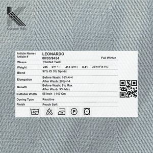 Tissu extensible en sergé pointu coton-spandex 285 GSM, vente en gros - Product Image 3