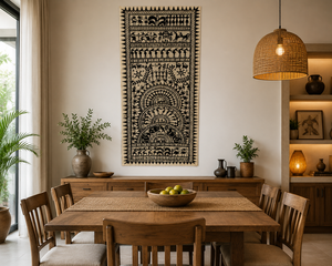 Peinture artisanale traditionnelle Pattachitra d'Orissa, art populaire tribal, motif arbre de vie, forme de feuille, décoration murale en bois pour la maison, par SSD Market - Product Image 1