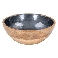 Bol décoratif en bois de manguier avec impression en nacre émaillée, bol en bois pour fruits, salades, collations, service, cuisine, salon