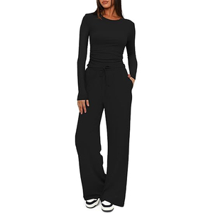 Conjunto de Ropa de Verano Personalizada de Buena Calidad, Camisas Ajustadas de Manga Larga con Pantalones Anchos de Corte Holgado - Product Image 1