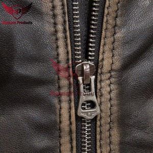 <b>Mens</b> Real Brown Leather <b>Jacket</b> Slim Fit <b>Biker</b> Motorcycle Cafe Racer Cowhide Coat Chest Zip Vintage Custom Classic Outerwears New - Product Image 4