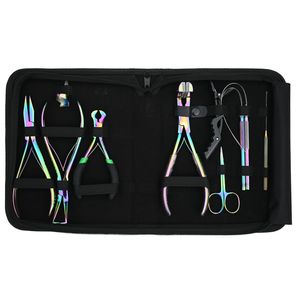 Complete Hair Extension Tools Kit Microbeads Crimping Remover Tape In Plier Keratin Bond <b>Cutter</b> Hook Loop Tool Scissor Clips - Product Image 6