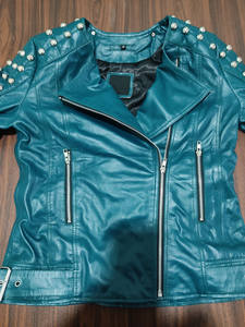 Chaqueta Varsity de Cuero Genuino, a la Moda, con Cierre, Impermeable, Calefactable y Transpirable para Mujer - Product Image 3