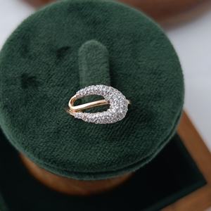 18K Solid Gold Diamond Pave <b>Ring</b> Curved Wrap Design <b>Statement</b> Cocktail <b>Ring</b> for Women Elegant Party Wedding Jewelry Polished - Product Image 3