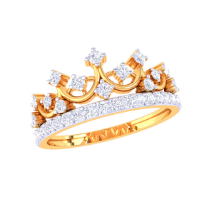 แหวนเพชรทรงมงกุฎทองคำ ดีไซน์หรูหรา ของขวัญวันครบรอบแต่งงานสำหรับเธอ - Product Image 2