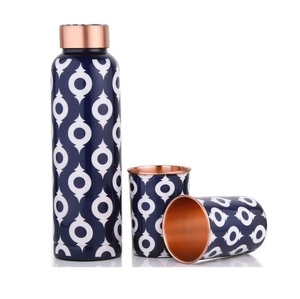 Handmade Ayurvedic Pure Copper Water Bottle Reusable Drinking Bottle Traditional Copper Bottle For <b>Men</b> Women Travel Office Gym - Product Image 1