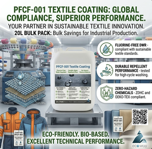 Revêtement textile PU/Acrylate PFCF-001 durable et écologique avec agent hydrofuge pour l'imperméabilisation des tissus à base de bio-sourcines - Product Image 2