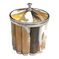 Seau à glace artisanal écologique avec incrustation de corne, intérieur en acier inoxydable, capacité 5L, motif floral, luxe moderne, pour fêtes et bars