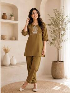 Beautiful Heavy Quality Salab Cotton Women's <b>Wedding</b> Festive Wear 2pc <b>TOP</b>-PANT Set-TENNECY Quick Dry & Stretchable - Product Image 1