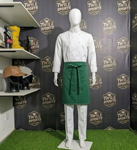 Delantal de Algodón Verde Tejido con Bolsillo Frontal, Uniforme Unisex para Camareros de Restaurante y Bar - Product Image 3