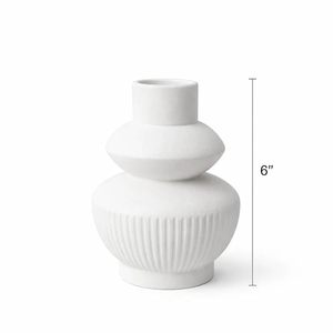 White <b>Ceramic</b> Modern Glazed Porcelain Handmade Matt Tabletop <b>Vase</b> Flower Vessel Living Room Home Decor - Product Image 1