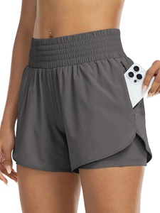 Shorts Deportivos de Cintura Alta para Mujer, Diseño en Capas, Anti-Exposición, con Bolsillos, Ecológicos, para Yoga y Running - Product Image 5
