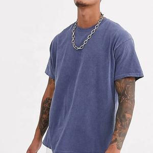 เสื้อยืดผ้าฝ้าย100% วินเทจแอซิดแบบแอซิดสำหรับผู้ชายคอกลมโอเวอร์ไซส์220gsm ปล่อยไหล่ตกเสื้อผ้าแนวสตรีทพร้อมผ้าถักตามสั่ง - Product Image 1