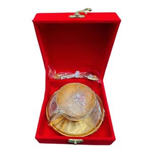 Luxury Velvet Gift Box With Gold Brass <b>Tea</b> <b>Cup</b> <b>Saucer</b> <b>And</b> Spoon Set Elegant Decorative Tableware Wholesale For Corporate Gifting - Product Image 1