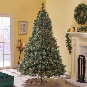 9 Cashmere and Snow Bristle Mixed Christmas <b>Tree</b> with 105 Pine Cones and 1200 Clear <b>Lights</b> UL2317 Tips Diameter 69" - Product Image 3