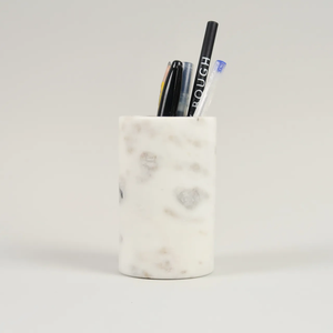 Marble Pencil Pen Holder Newly Crafts White Stone Pen Holder Wholesale Supplier for <b>Table</b> Decorative and Gift for Students - Product Image 1