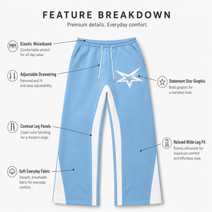 Pantalones Deportivos Holgados con Estampado de Estrellas y Logotipo Personalizado, Pantalones de Chándal Anchos de Estilo Urbano para Hombre, Pantalones Deportivos Unisex Casuales de Algodón y Felpa - Product Image 6