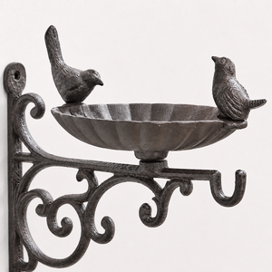 Antique Metal Vintage Plant Flower Hanger Bird Bath Feeder Basin Hanging <b>Hook</b> Wall Bracket Bird Statue Handmade <b>Garden</b> Decor - Product Image 1