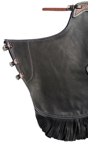 Chaps d'équitation blancs et noirs pour hommes et femmes, équipement en cuir synthétique, chaps authentiques à vendre, logo et design personnalisés - Product Image 2