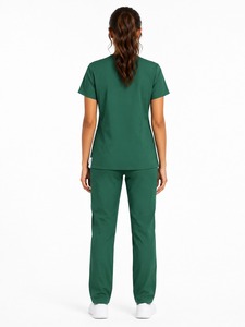 Conjunto de Uniforme de Enfermería para Mujer, Top Elástico con Cintura Ajustable y Pantalones Jogger, Antiarrugas, de Jersey - Product Image 3