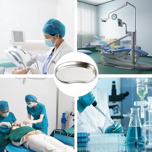 Bandeja renal profesional de 8 pulgadas, cuenco para vómitos con forma de riñón, cuenco para vómitos reutilizable de metal, plato renal de metal, aprobado por ISO - Product Image 3