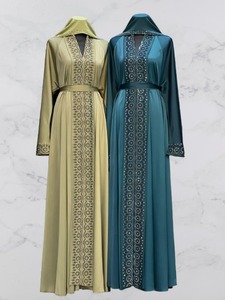 2026Hooded <b>Long</b> Sleeve Floor Length Modest Abaya Solid Women Middle East Style Polyester Daily Wear Wedding - Product Image 1