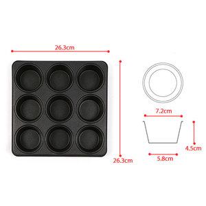 Ptf Non Stick 9 Cup Muffin Pan 26.3x26.3cm Square High Heat Resistance Pfoa Free Double Coated <b>Baking</b> Dish - Product Image 2