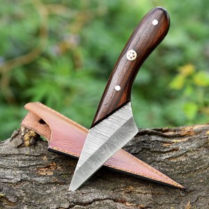 Couteau Kiridashi en acier Damas forgé à la main, manche en bois de rose, lame pleine longueur, couteau EDC avec étui en cuir, couteaux faits main sur mesure - Product Image 5
