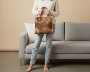 Sac fourre-tout en cuir véritable souple avec poils de vache, pour femme, été automne, fermeture éclair, multifonction, sac à main haut de gamme LHTB-0094 - Product Image 4