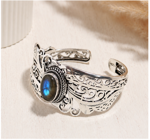 Brazalete de Labradorita y Plata – Joyería Boho Hecha a Mano en Plata de Ley 925, Regalo para Mujer - Product Image 3