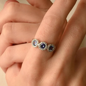 14K Gold <b>Sapphire</b> and Diamond <b>for</b> Trinity <b>Ring</b> <b>for</b> <b>Women</b> - Product Image 1