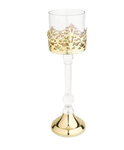 Gold Crown Candle Stand with Crystal Stem and <b>Glass</b> Holder for Home Decoration - Product Image 3